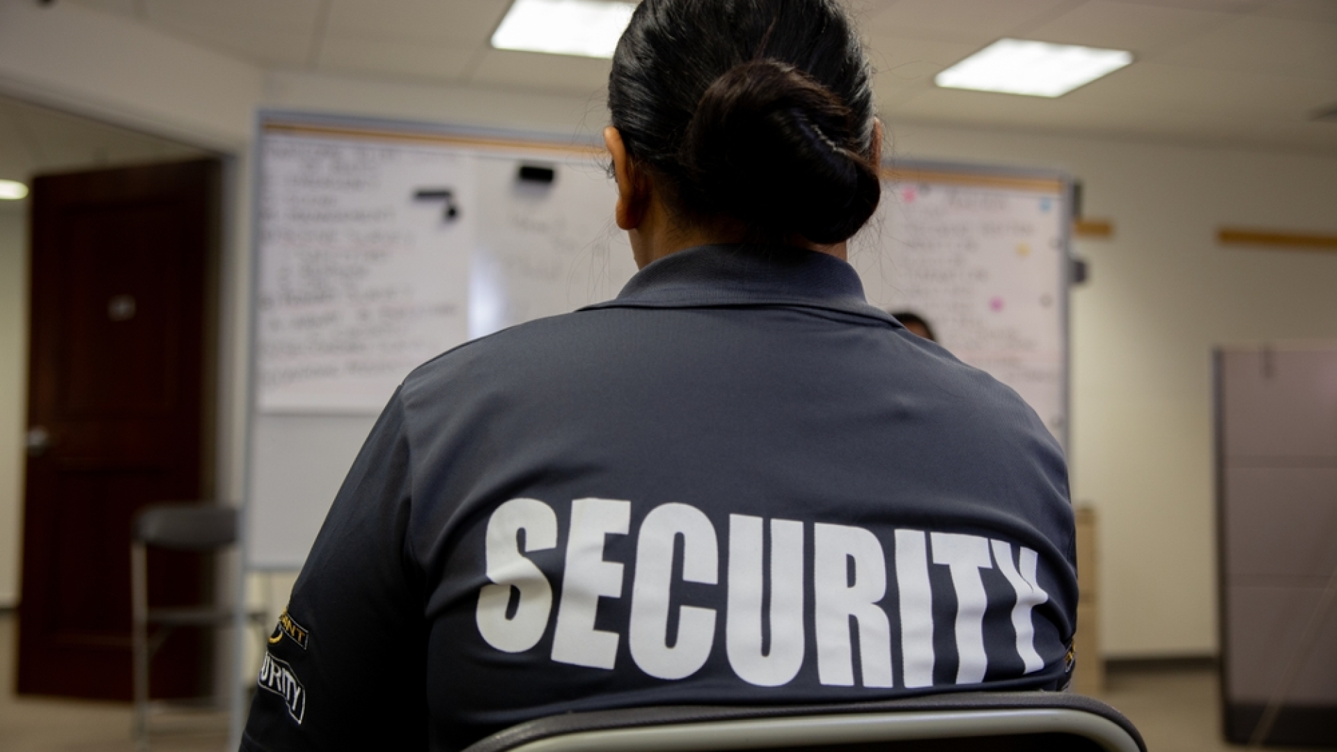 Security,Guard,In,Uniform,Is,Training,In,Meeting,Room